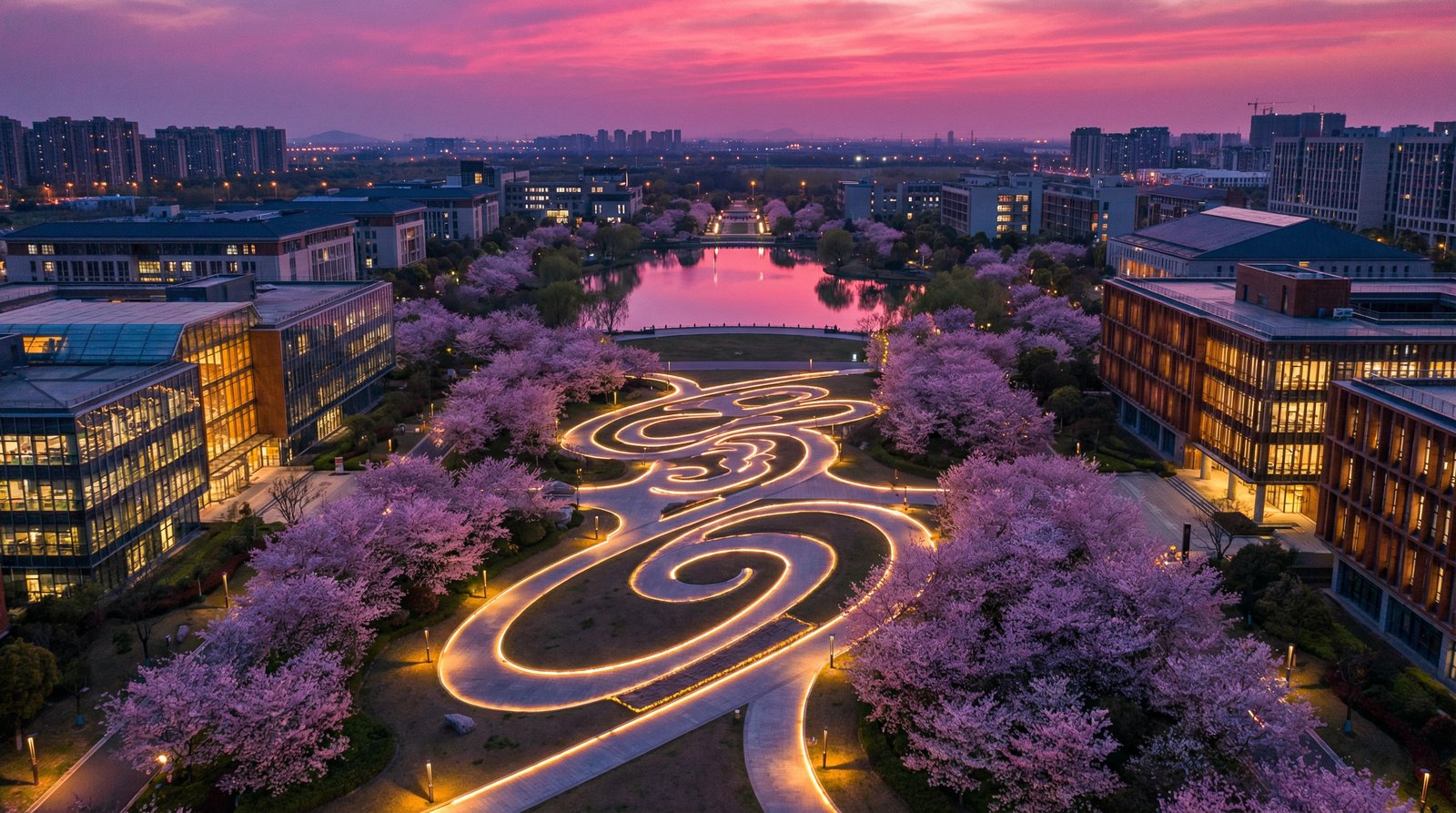 抖荫短视频传媒航拍校园夜景传媒